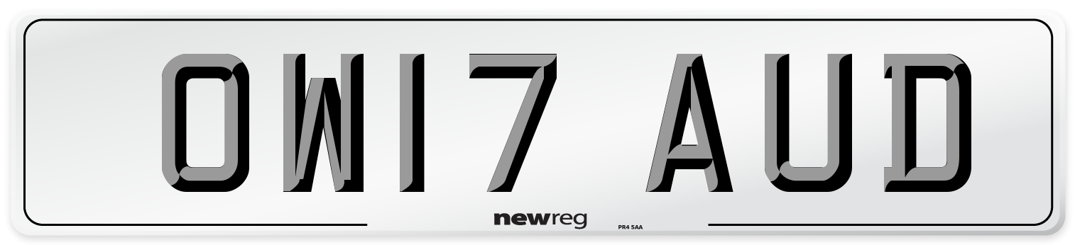OW17 AUD Number Plate from New Reg